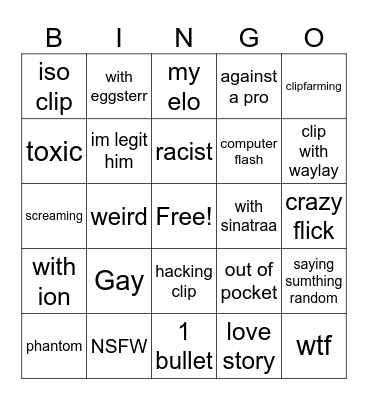 Canezerra Bingo Card