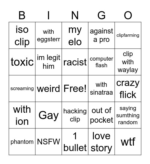 Canezerra Bingo Card