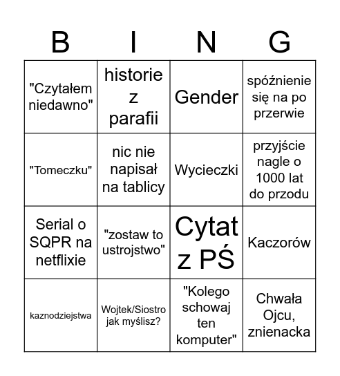 Bingo do Koguta Bingo Card