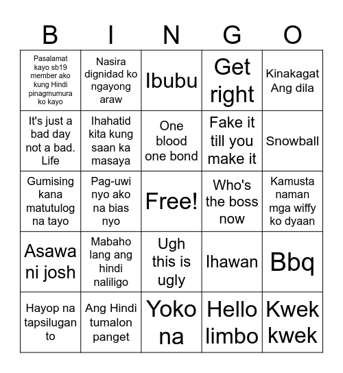 Resha Bingo Card