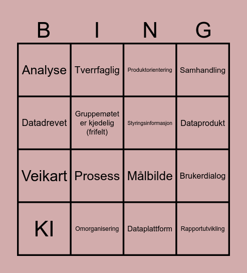 Lingo-bingo Card
