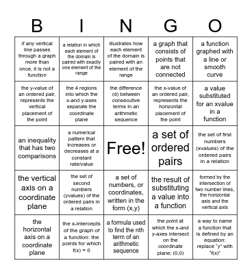 Vocabulary Quiz Review Bingo Card
