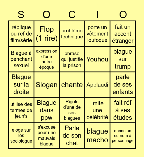 Socio Bingo Card