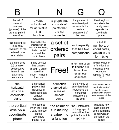 Vocabulary Quiz Review Bingo Card