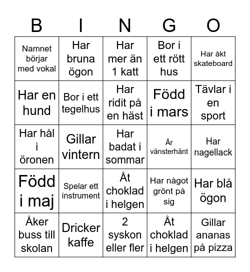 Lära känna Bingo Card