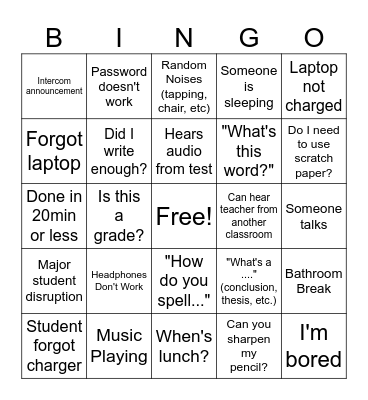 Write Score Bingo Card