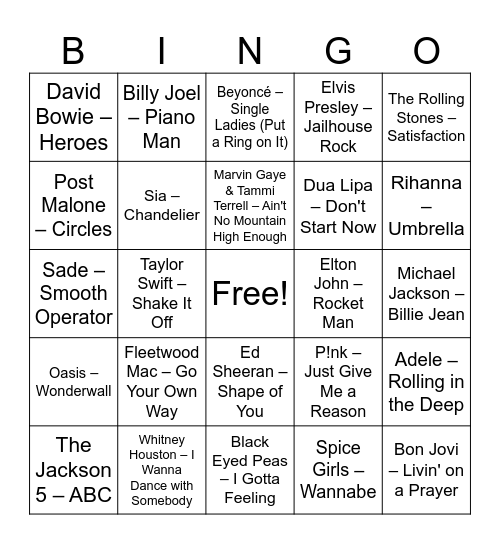 Muziek Bingo Card