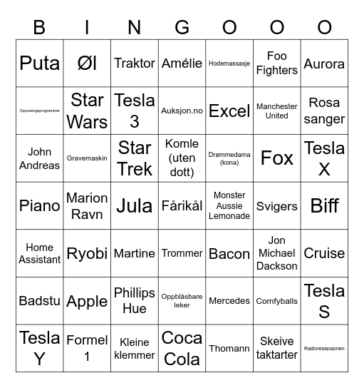 JA´s Bingobong Bingo Card
