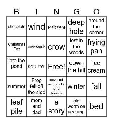 Frog and Toad All Year Bingo Card