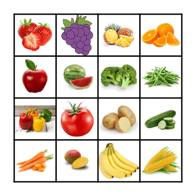 Food Bingo Card