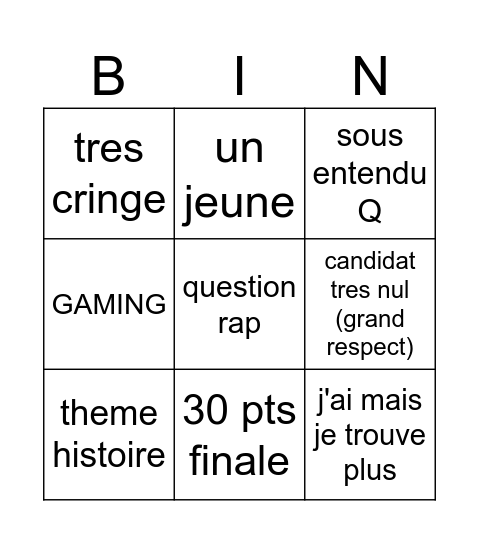 Untitled Bingo Card