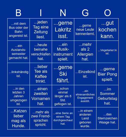 Finde eine Person, die... Bingo Card