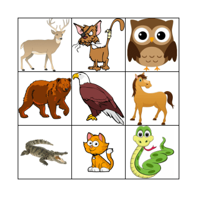 Animal Bingo Card