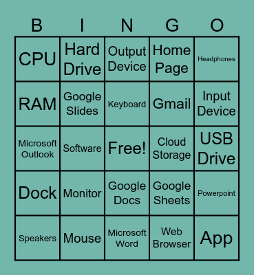 Computer Hardware & Software Bingo Card
