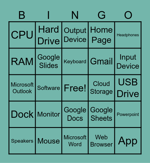 Computer Hardware & Software Bingo Card