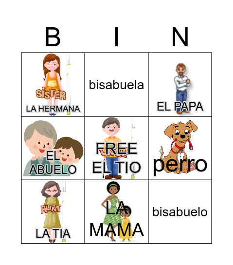 LA FAMILIA Bingo Card