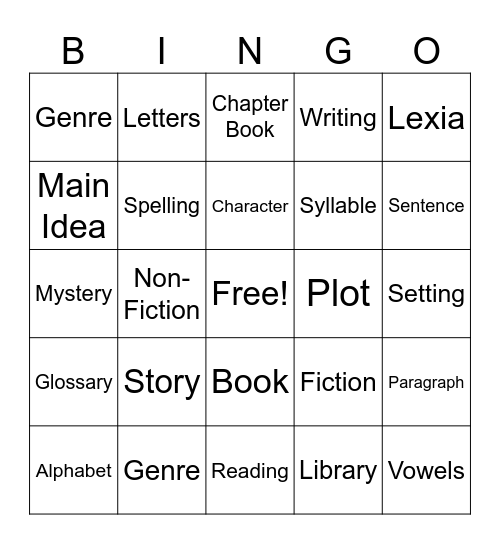Reading Log Bingo Card