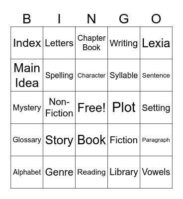 Reading Log Bingo Card