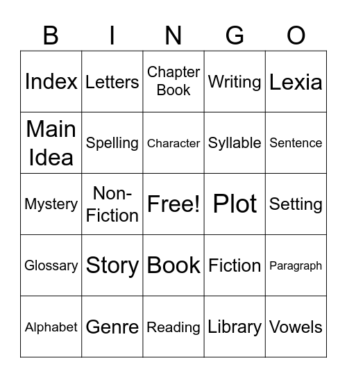 Reading Log Bingo Card