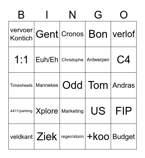 The current Bingo Card