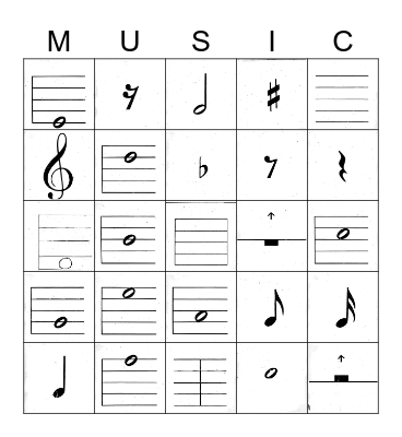 Treble Clef Music Notes Bingo Card