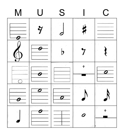 Treble Clef Music Notes Bingo Card