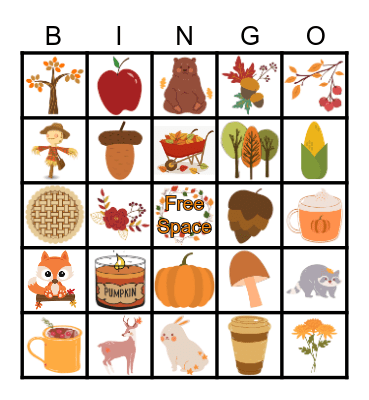 Fall Items Bingo Card