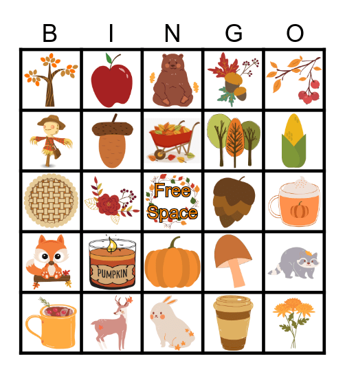 Fall Items Bingo Card
