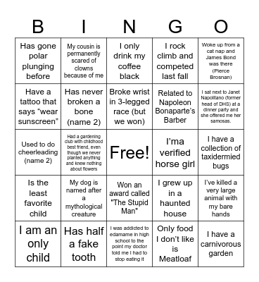 Spooky Scary Soirée Bingo Card