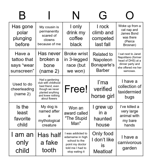 Spooky Scary Soirée Bingo Card