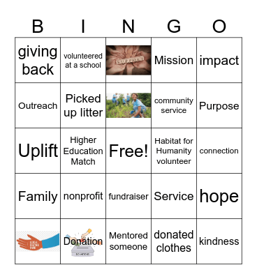 Being of Service Bingo Card