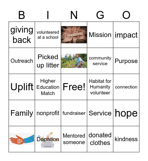Being of Service Bingo Card
