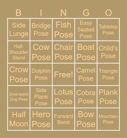 YOGA BINGO Card