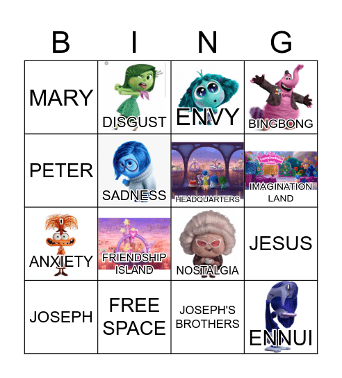 INSIDE OUT BINGO Card