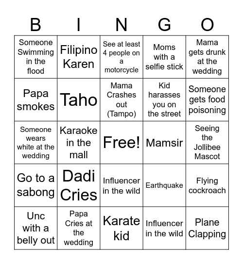 Philippines Bingo Card
