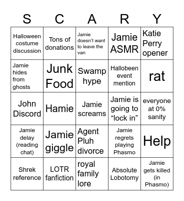 Halloween Bingo Card