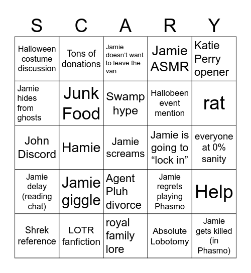 Halloween Bingo Card