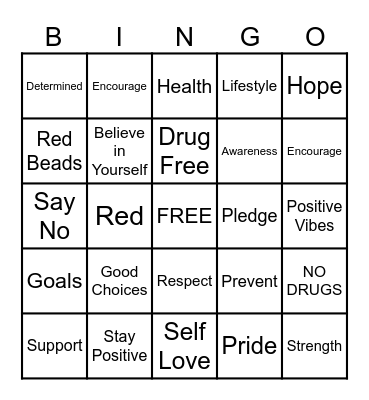 Red Ribbon Week Bingo Card