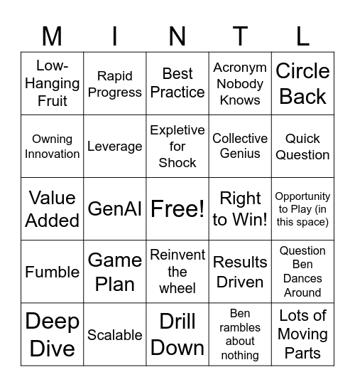 Compere Kickoff Bingo Card Bingo Card