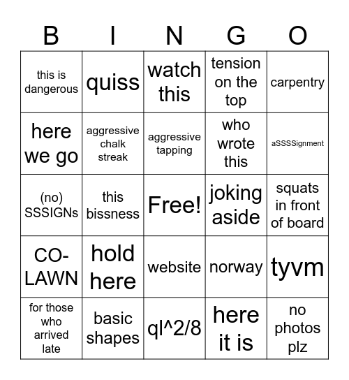 terje bingo Card
