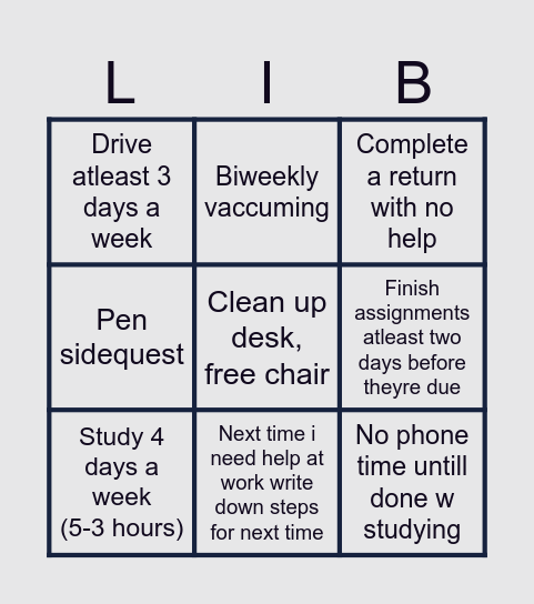 lock in bingo Card