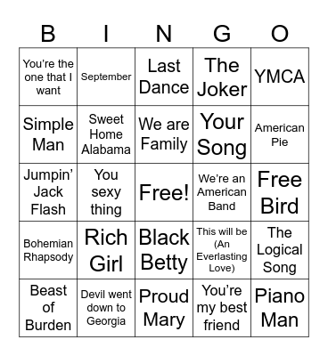 5. 1970's Hits - 4 Corners Bingo Card