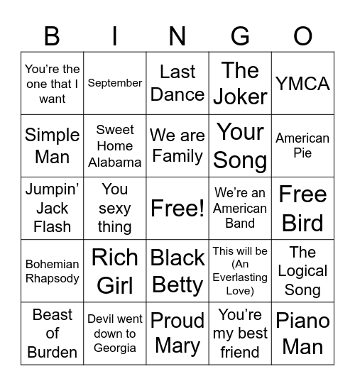 5. 1970's Hits - 4 Corners Bingo Card
