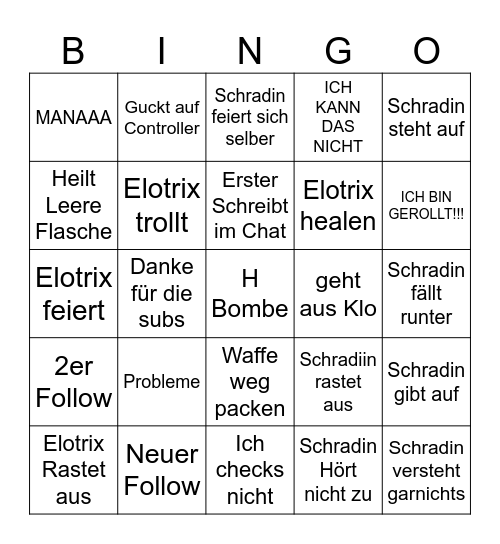 Schradin Bingo Card