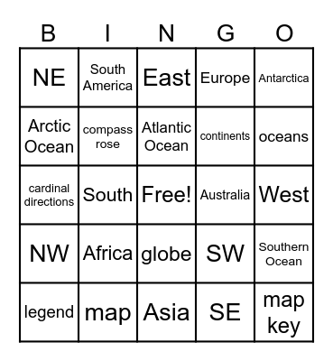Map Skills & Geography BINGO Card