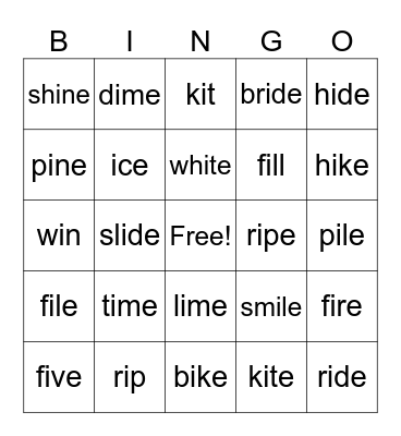 i_e BINGO Card