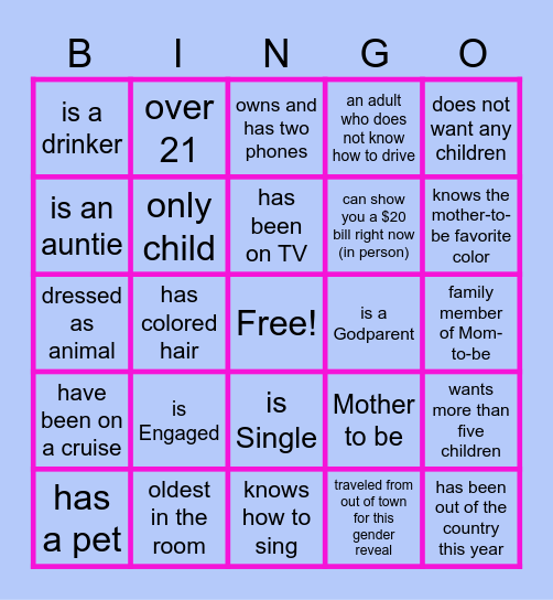 Find the Guest Who... Bingo Card
