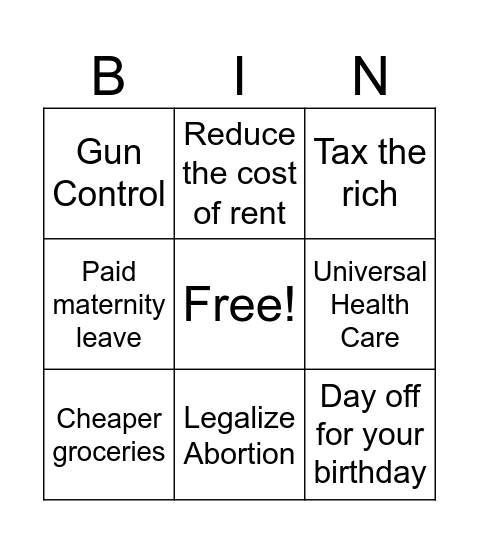 Birthday Bingo Card