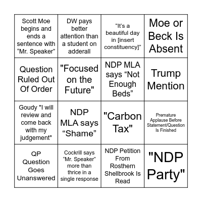Daily Session Bingo Card