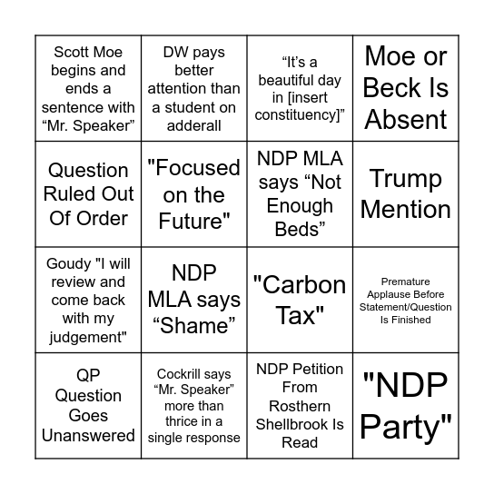 Daily Session Bingo Card